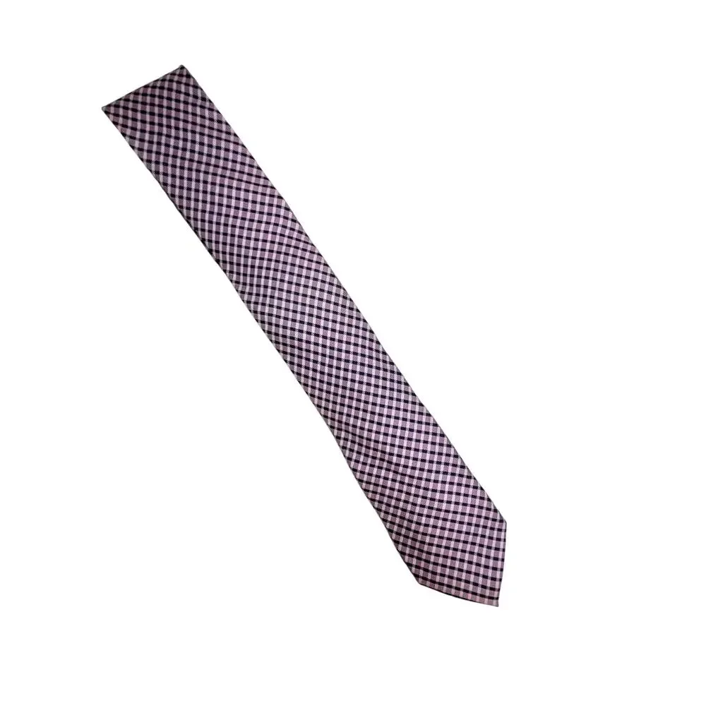 Tommy Hilfiger Necktie‎ Gift Silk Gingham Plaid Pink Black Mens Classic Tie